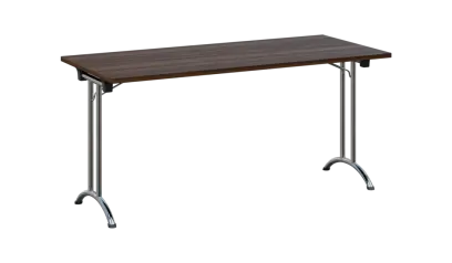 SLC 160 chrom skládací jednací stůl 1600x700, deska 25 mm, podnož chrom, deska ořech královský